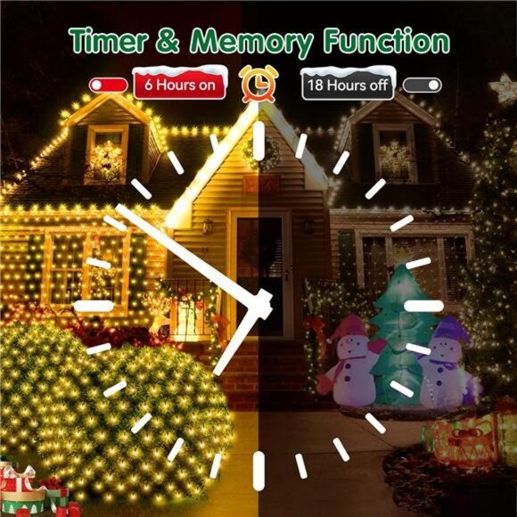 Christmas Net Lights, 280 LED Mesh Lights 9.8FT x 6.6FT 8 Modes Waterproof - Picture 3 of 7